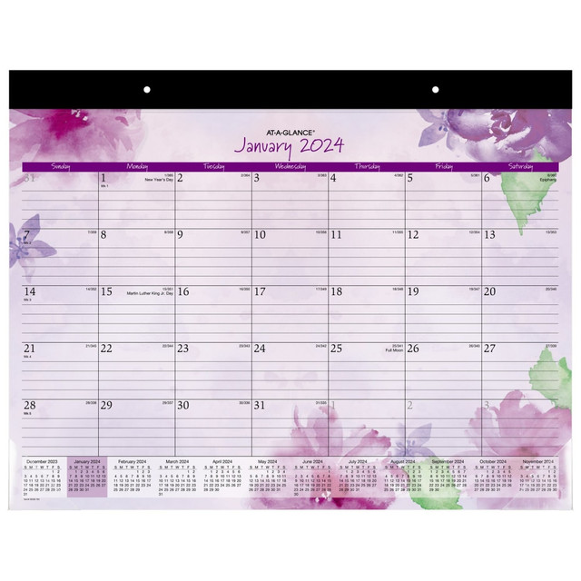 ACCO BRANDS USA, LLC AT-A-GLANCE SK38-704-24 2024 AT-A-GLANCE Beautiful Day Monthly Desk Pad Calendar, 21-3/4in x 17in, January To December 2024, SK38-704