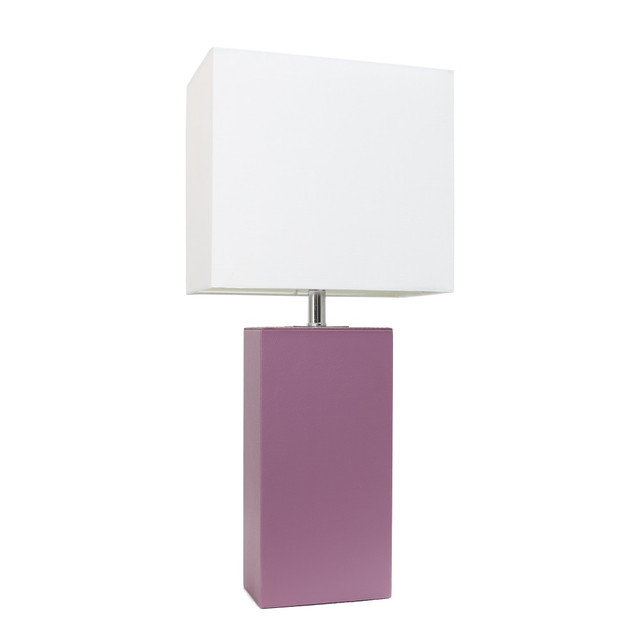 ALL THE RAGES INC LT1025-PRP Elegant Designs Modern Leather Table Lamp, 21inH, White/Purple