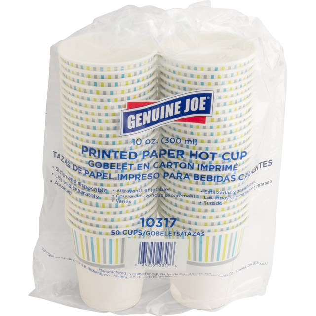 SP RICHARDS 10317 Genuine Joe 10 oz Hot Beverage Cups - 10 fl oz - Assorted - Paper - Hot Chocolate, Cappuccino, Tea, Coffee, Beverage - 50 / Pack SP RICHARDS 10317 Genuine Joe 10 oz Hot Beverage Cups - 10 fl oz - Assorted - Paper - Hot Chocolate, Cappuccino, Tea, Coffee, Beverage - 50 / Pack