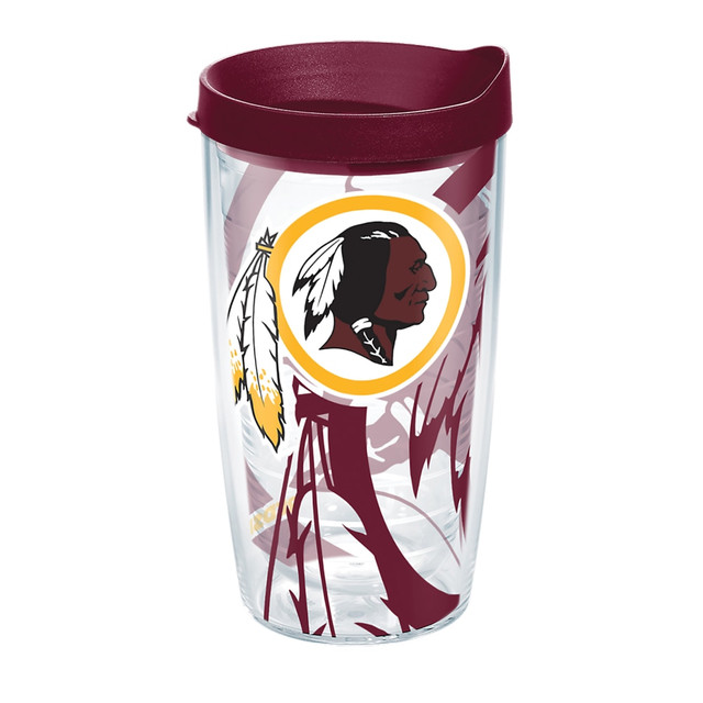 TERVIS TUMBLER COMPANY Tervis 1292228  NFL Tumbler With Lid, 16 Oz, Washington Redskins, Clear