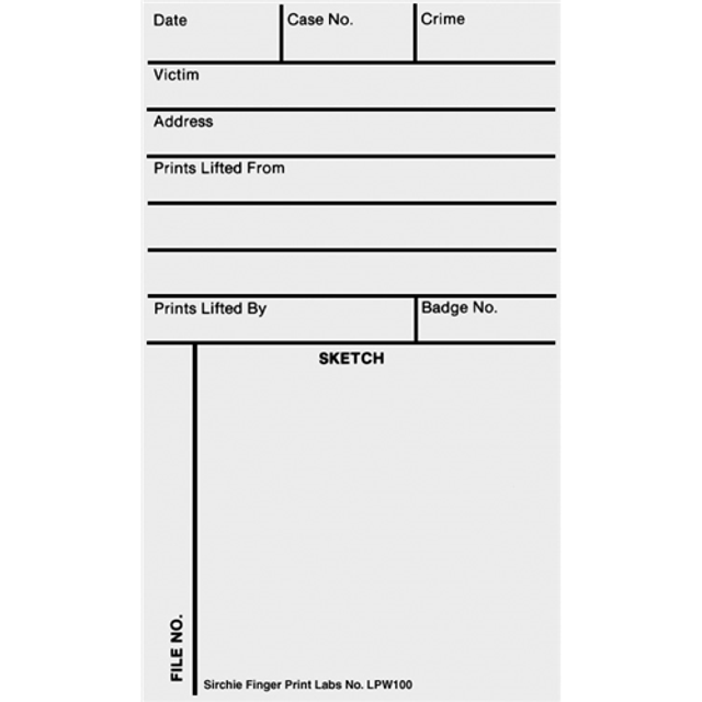 Sirchie LPW100 Lifted Print Backing/Sketch/Record Cards Sirchie LPW100 Lifted Print Backing/Sketch/Record Cards