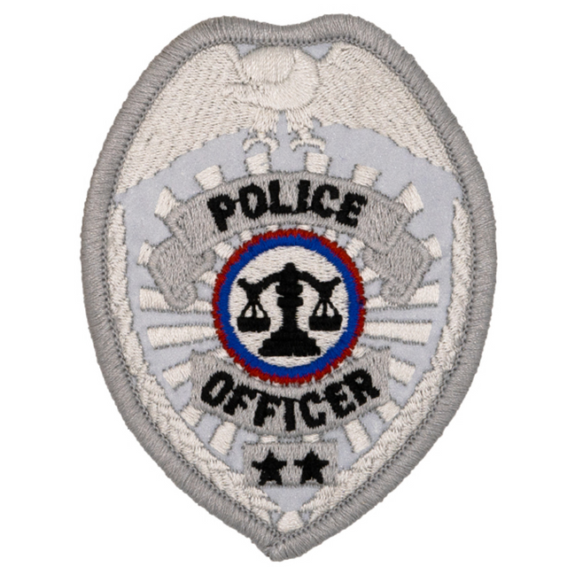 Hero's Pride 3732 POLICE OFFICER Badge Patch - Reflective Silver - 2.5''x3.5''