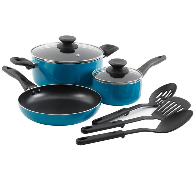 GIBSON OVERSEAS INC. 995106063M Gibson Home Palmer 8-Piece Cookware Set, Turquoise