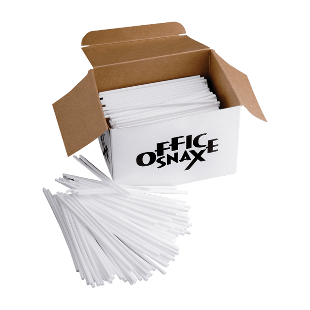 OFFICE SNAX, INC. STR5 Office Snax Breakroom Stir Sticks, White, 1000/Box OFFICE SNAX, INC. STR5 Office Snax Breakroom Stir Sticks, White, 1000/Box