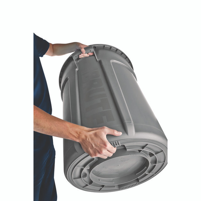 RUBBERMAID COMMERCIAL PROD. 262000GRA Vented Round Brute Container, 20 gal, Plastic, Gray