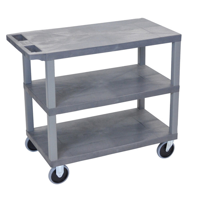 H. WILSON/ LUXOR FURNITURE EC222HD-G Luxor E-Series Plastic Cart, 3-Shelves, Heavy Duty, 36 1/4inH x 35 1/4inW x 18inD, Gray H. WILSON/ LUXOR FURNITURE EC222HD-G Luxor E-Series Plastic Cart, 3-Shelves, Heavy Duty, 36 1/4inH x 35 1/4inW x 18inD, Gray
