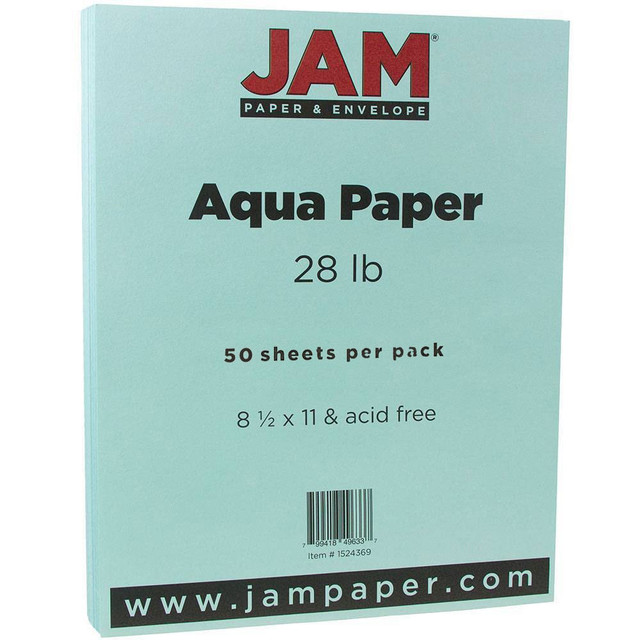 MEDLINE INDUSTRIES, INC. 1524369 JAM Paper Color Multi-Use Printer & Copy Paper, Aqua Blue, Letter (8.5in x 11in), 50 Sheets Per Pack, 28 Lb MEDLINE INDUSTRIES, INC. 1524369 JAM Paper Color Multi-Use Printer & Copy Paper, Aqua Blue, Letter (8.5in x 11in), 50 Sheets Per Pack, 28 Lb