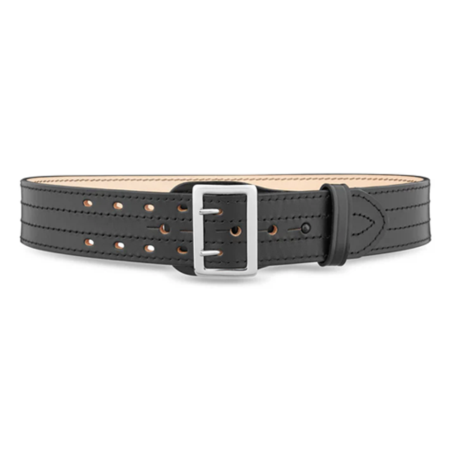 Dutyman 4011-60-9001 2-1/4"" Plain Leather Sam Brown 4 Row Stitch Duty Belt with Nickel Buckle