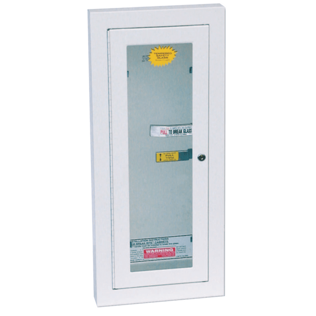 KIDDE FIRE AND SAFETY 468047 Extinguisher Cabinets, Semi-Recessed w/Keyed Lock, Galvanized Steel, Tan, 10 lb