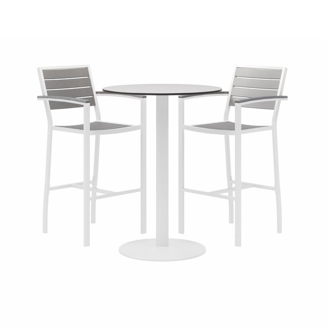 KENTUCKIANA FOAM INC KFI Studios 840031925534  Eveleen 3-Piece Outdoor Patio Set, White/Silver Table, White/Gray Chairs