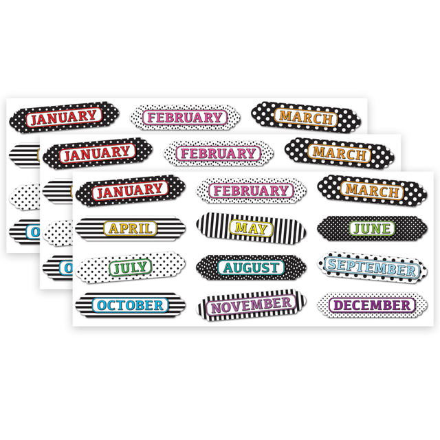 Organize your home or classroom with these Ashley Productions Magnetic Die-Cut Timesavers & Labels. These versatile labels are pre-printed for easy use.  Pre-printed timesavers for DIY calendars.  Magnetic for easy use.  Write names, goals, assignments, and more under each column header.  Each pack includes 12 pieces. Sold as 3 packs for a total of 36 pieces.