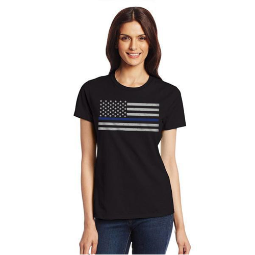 Thin Blue Line WOMEN-CLASSIC-TBL-BIG-LOGO-SMALL Women's Shirt - Thin Blue Line Classic