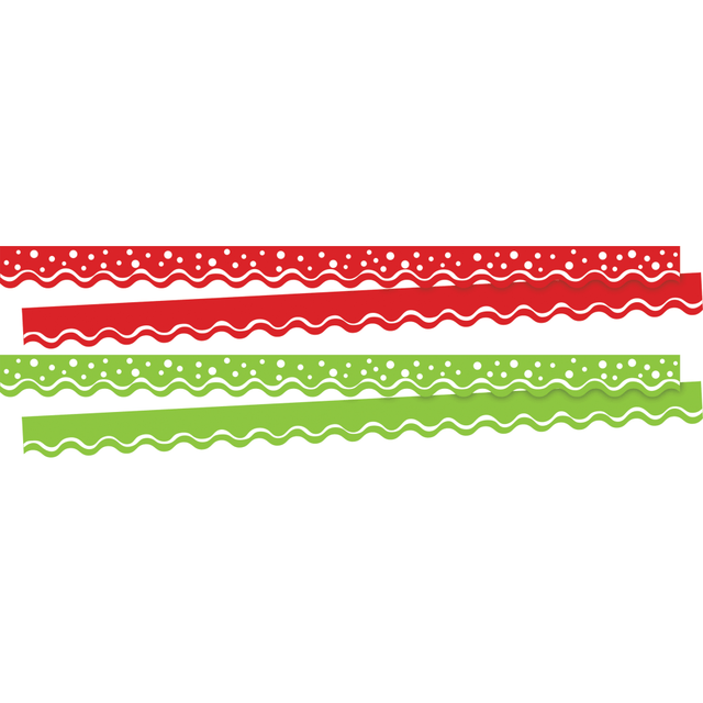 BARKER CREEK PUBLISHING, INC. 4023 Barker Creek Double-Sided Scalloped Borders, 2-1/4in x 36in, Christmas, 13 Strips Per Pack, Set Of 2 Packs BARKER CREEK PUBLISHING, INC. 4023 Barker Creek Double-Sided Scalloped Borders, 2-1/4in x 36in, Christmas, 13 Strips Per Pack, Set Of 2 Packs