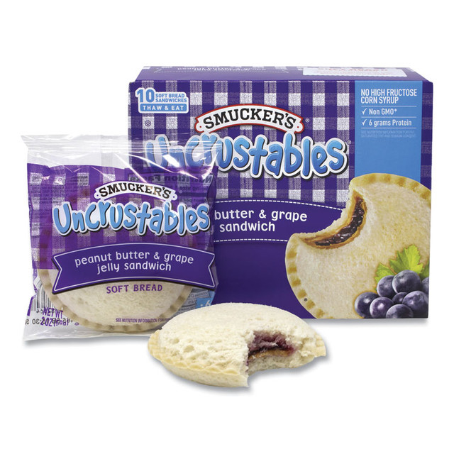 J.M. SMUCKER CO. Smucker's® 90300135 UNCRUSTABLES Soft Bread Sandwiches, Grape Jelly, 2 oz, 10/Box, 2 Boxes/Carton