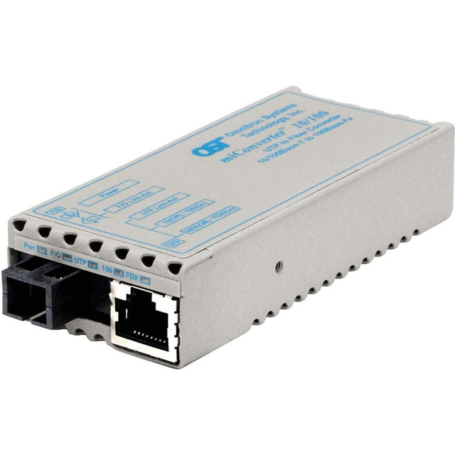 OMNITRON SYSTEMS TECHNOLOGY, INC. 1111-1-1 Omnitron miConverter 10/100 Ethernet Single-Fiber Media Converter RJ45 SC Single-Mode BiDi 20km - 1 x 10/100BASE-TX, 1 x 100BASE-BX-D (1550/1310), US AC Powered, Lifetime Warranty