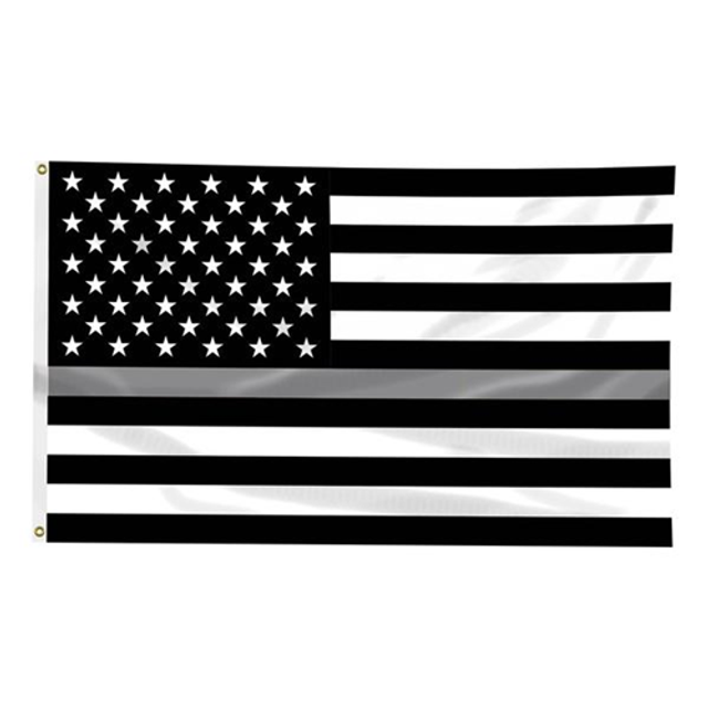 Thin Blue Line SILVER-AMERICAN-3X5 Thin Silver Line American Flag, 3 x 5 Ft