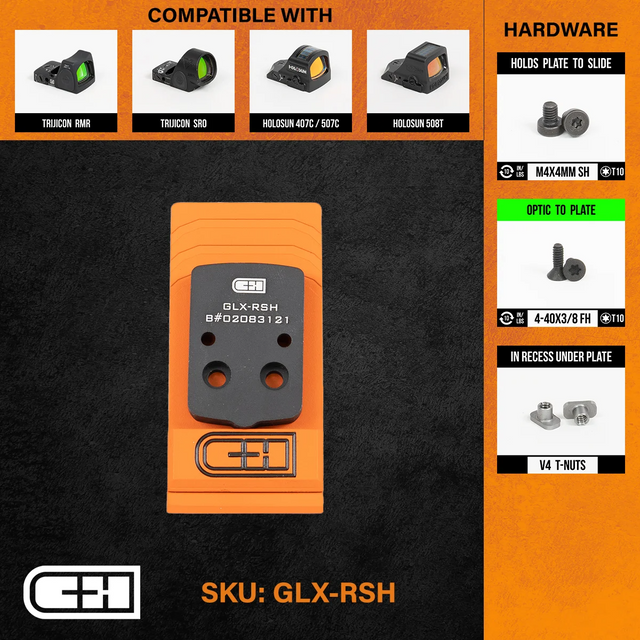 C&H Precision GLX-RSH Optics Adapter Plate - For Glock 43x/48 MOS V4 MIL/LEO