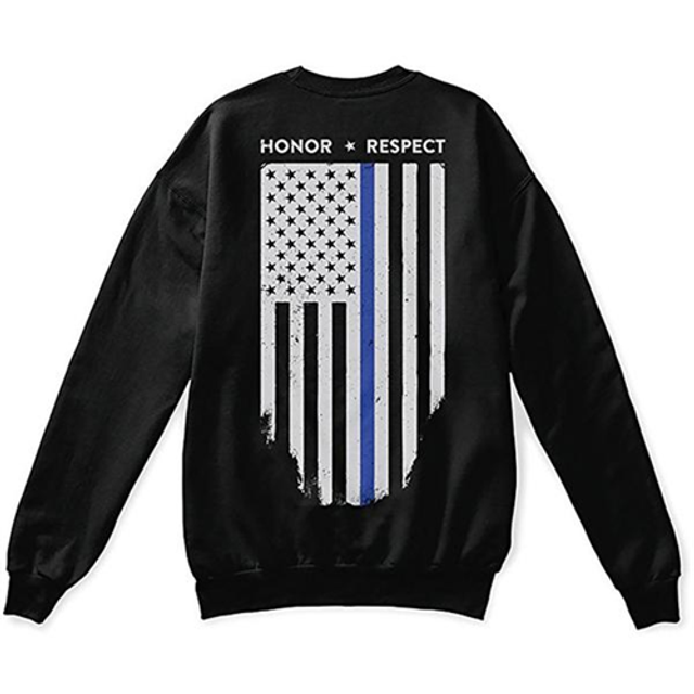 Thin Blue Line TBL-CREW-BLACK-XXL Thin Blue Line Crew Neck Sweatshirt