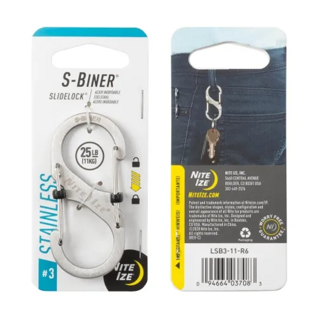 Nite-Ize LSB3-11-R6 S-Biner Stainless Steel SlideLock Nite-Ize LSB3-11-R6 S-Biner Stainless Steel SlideLock
