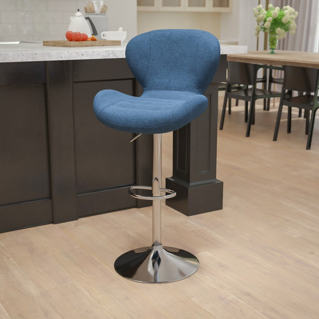 FLASH FURNITURE CH321BLFAB  Contemporary Adjustable Fabric Bar Stool, Gray/Blue