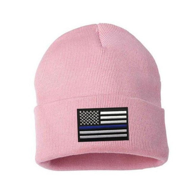 Thin Blue Line BEANIE-TBL-PINK Thin Blue Line Flag Embroidered Beanie Thin Blue Line BEANIE-TBL-PINK Thin Blue Line Flag Embroidered Beanie