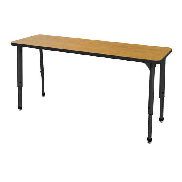 MARCO GROUP, INC. 38-2222-49-BLK Marco Group Apex Series 2-Student Adjustable 660inW Student Desk, Rectangle, Solar Oak/Black