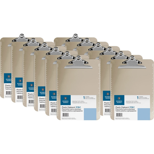 SP RICHARDS 01861BX Business Source Spring Clip Plastic Clipboard - Spring Clip - Plastic - Smoke - 12 / Box SP RICHARDS 01861BX Business Source Spring Clip Plastic Clipboard - Spring Clip - Plastic - Smoke - 12 / Box