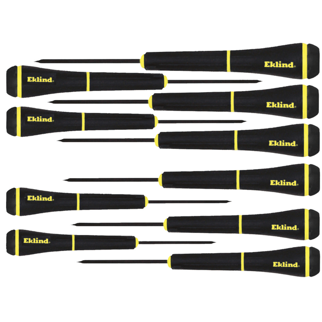 EKLIND TOOL CO. 269-92199 Eklind 10-Piece Screwdriver Set, Slotted/Phillips Tips, 1-4mm