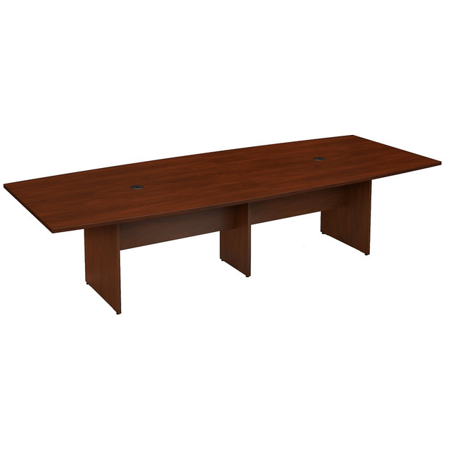 BUSH INDUSTRIES INC. 99TB12048HCK Bush Business Furniture 120inW x 48inD Boat Shaped Conference Table with Wood Base, Hansen Cherry, Standard Delivery