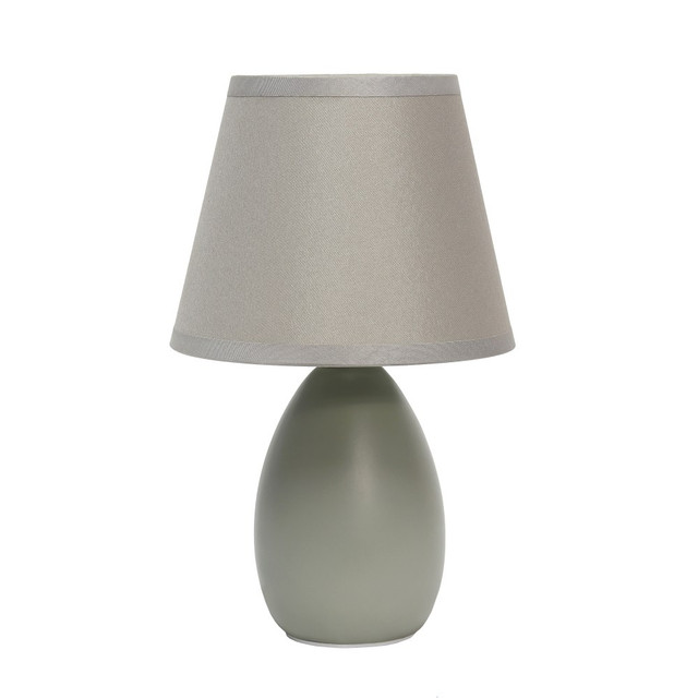 ALL THE RAGES INC Simple Designs LT2009-GRY  Mini Egg Oval Ceramic Table Lamp, 9-7/16inH, Gray Shade/Gray Base