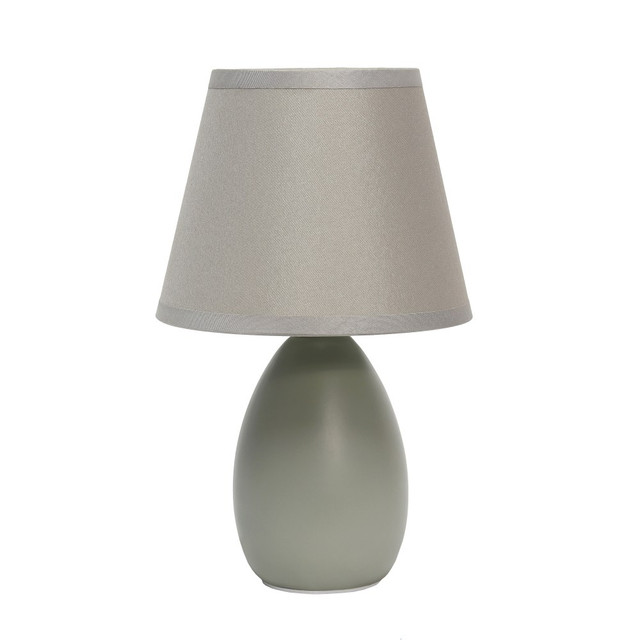 ALL THE RAGES INC LT2009-GRY Simple Designs Mini Egg Oval Ceramic Table Lamp, 9-7/16inH, Gray Shade/Gray Base