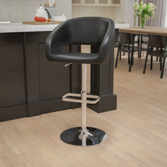 FLASH FURNITURE CH122070BK Contemporary Adjustable Bar Stool, Black FLASH FURNITURE CH122070BK Contemporary Adjustable Bar Stool, Black