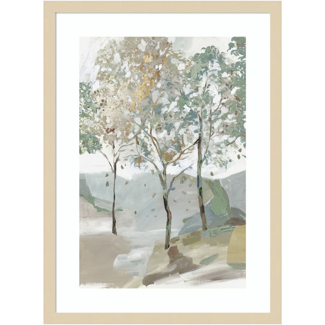 UNIEK INC. A42705520958 Amanti Art Breezy Landscape Trees II by Allison Pearce Wood Framed Wall Art Print, 25inH x 19inW, Natural