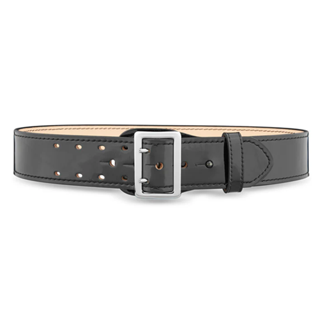 Dutyman 1031-38-9001 2-1/4"" High-Gloss Leather Sam Browne 2-Row Stitch Duty Belt with Nickel Buckle