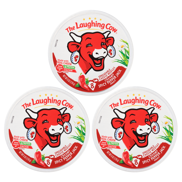 G&J HOLDINGS LLC The Laughing Cow 600-00236 Laughing Cow Spicy Pepper Jack Cheese Wedges, 1 Oz, 8 Wedges Per Pack, Case Of 3 Packs