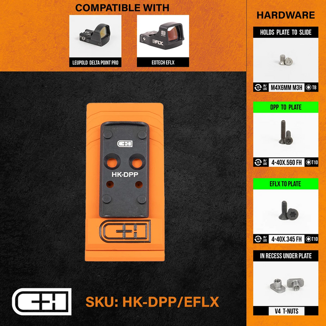 C&H Precision HK-DPP/EFLX Optics Adapter Plate - HK 2020 VP9 V4 MIL/LEO C&H Precision HK-DPP/EFLX Optics Adapter Plate - HK 2020 VP9 V4 MIL/LEO