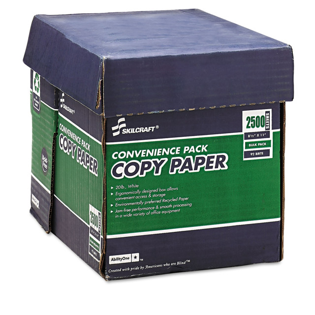 NATIONAL INDUSTRIES FOR THE BLIND 7530-01-562-3260 SKILCRAFT Xerographic Reamless Copy Paper, White, Letter (8.5in x 11in), 2500 Sheets Per Case, 20 Lb, 92 Brightness, 30% Recycled NATIONAL INDUSTRIES FOR THE BLIND 7530-01-562-3260 SKILCRAFT Xerographic Reamless Copy Paper, White, Letter (8.5in x 11in), 2500 Sheets Per Case, 20 Lb, 92 Brightness, 30% Recycled