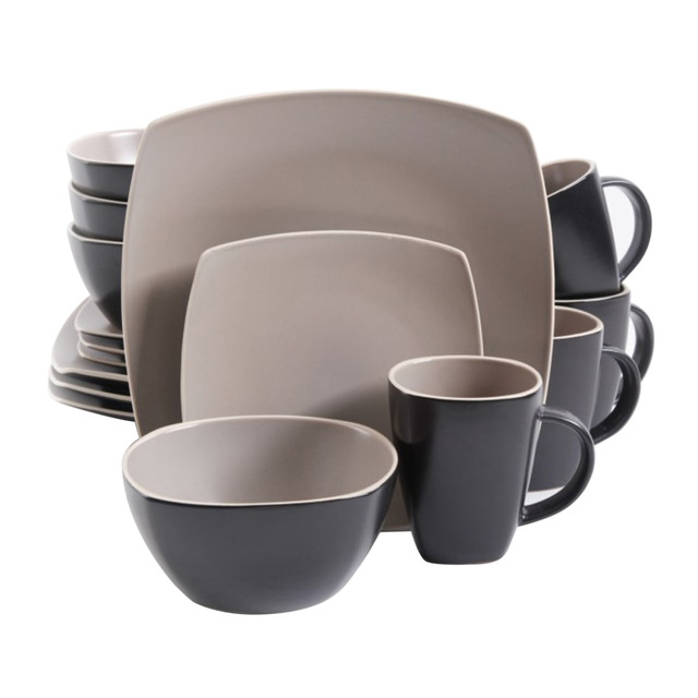 GIBSON OVERSEAS INC. 99597334M Gibson Soho Lounge 16-Piece Matte Dinnerware Set, Taupe