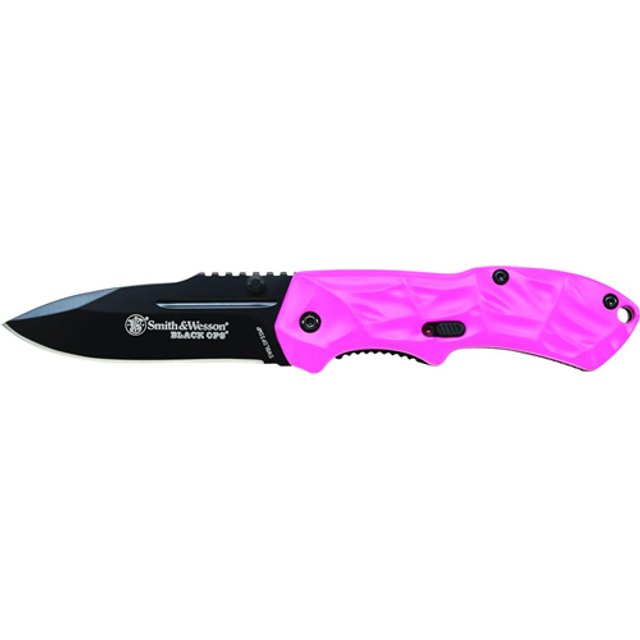 Smith & Wesson SWBLOP3SMPCP Black Ops 3 Small Pink M.A.G.I.C. Assist Liner Lock Side Safety Aluminum Handle with Lanyard Hole and Pocket Clip Clam Pack Smith & Wesson SWBLOP3SMPCP Black Ops 3 Small Pink M.A.G.I.C. Assist Liner Lock Side Safety Aluminum Handle with Lanyard Hole and Pocket Clip Clam Pack
