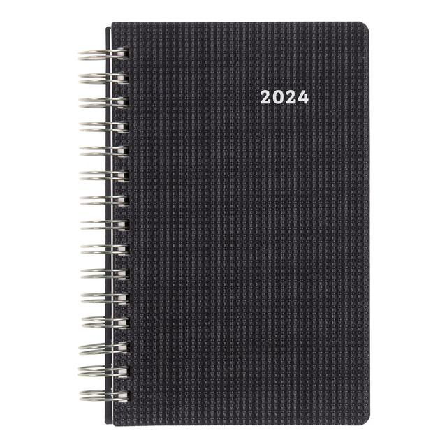REDIFORM, INC. Brownline CB634V.BLK-24  DuraFlex 12 Months Daily/Monthly Appointment Planner, 8in x 5in, 50% Recycled, Black, January to December, 2024, CB634V.BLK