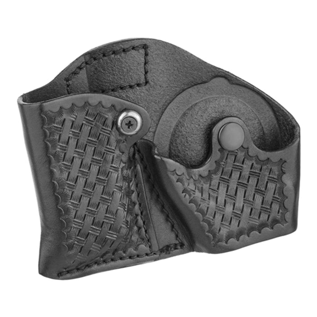 Dutyman 9621L Basketweave Leather Vertical Open Magazine/Cuff Combo Holder