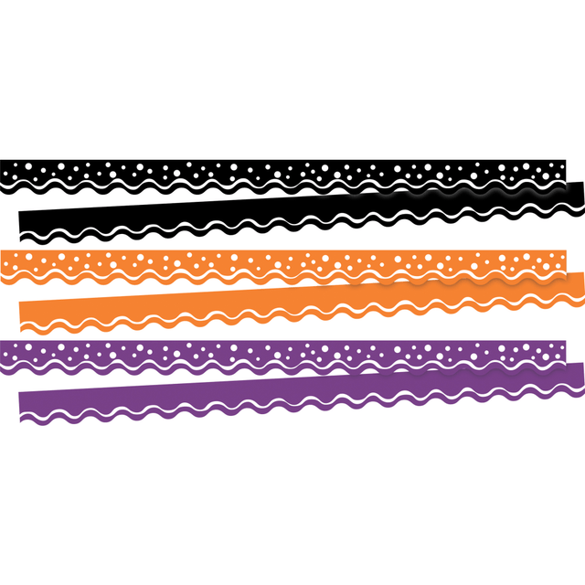 BARKER CREEK PUBLISHING, INC. 4026 Barker Creek Double-Sided Scalloped Borders, 2-1/4in x 36in, Halloween, 13 Strips Per Pack, Set Of 3 Packs BARKER CREEK PUBLISHING, INC. 4026 Barker Creek Double-Sided Scalloped Borders, 2-1/4in x 36in, Halloween, 13 Strips Per Pack, Set Of 3 Packs