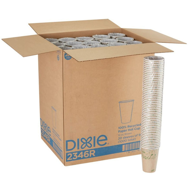 Dixie ecosmart Fiber Hot Cups designed to help you meet your sustainability goals.  For use with hot or cold drinks.  Dual-purpose paper cups make ordering and storage efficient.  Compatible with Dixie Dome Plastic (D9542, D9542B) and Reclosable Plastic (TP9542, TP9542B) Hot Cup Lids.  USDA Certified Biobased - meets federal guidelines for plant-based/bio-based materials.  Plant-based content - made using tree-free agricultural products or by-products, helping you support innovative use of plants while reducing use of forests or other resources.  Contains Recycled Content - See Specs for Details.