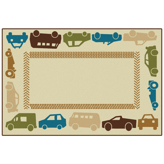 CARPETS FOR KIDS ETC. INC. 49.39 Carpets for Kids KID$Value Rugs All Autos Border Activity Rug, 4ft x 6ft, Tan