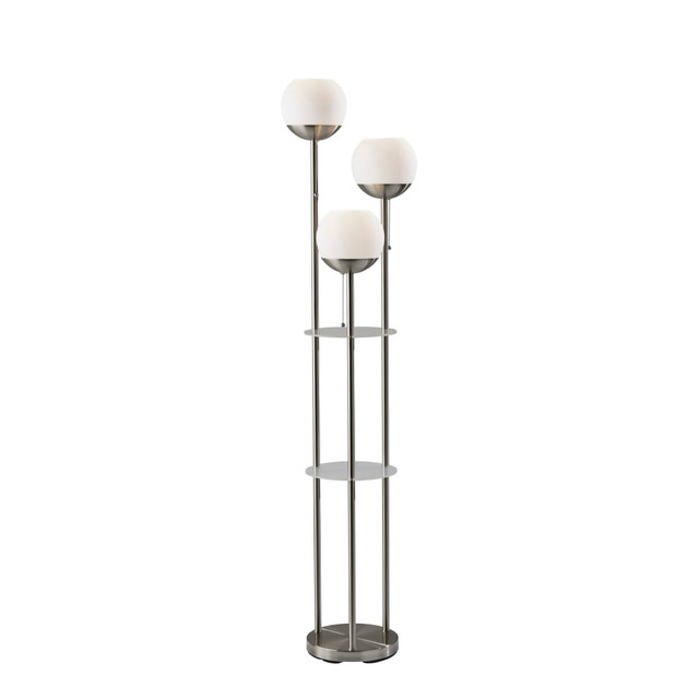 ADESSO INC 4023-22 Adesso Bianca Shelf Floor Lamp, 63inH, Brushed Steel/White Opal Glass