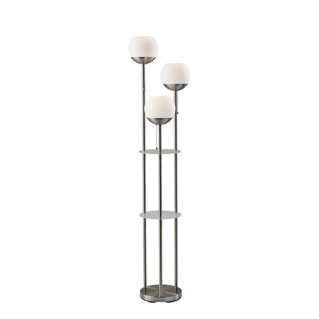 ADESSO INC Adesso 4023-22  Bianca Shelf Floor Lamp, 63inH, Brushed Steel/White Opal Glass