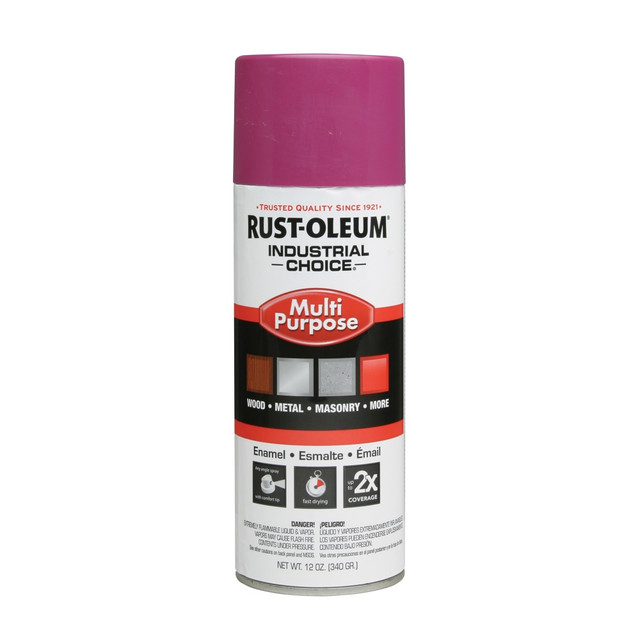 RUST-OLEUM CORPORATION 1670830 Rust-Oleum Industrial Choice 1600 System Multi-Purpose Enamel Spray Paint, 12 Oz, Gloss Safety Purple, Case Of 6 Cans