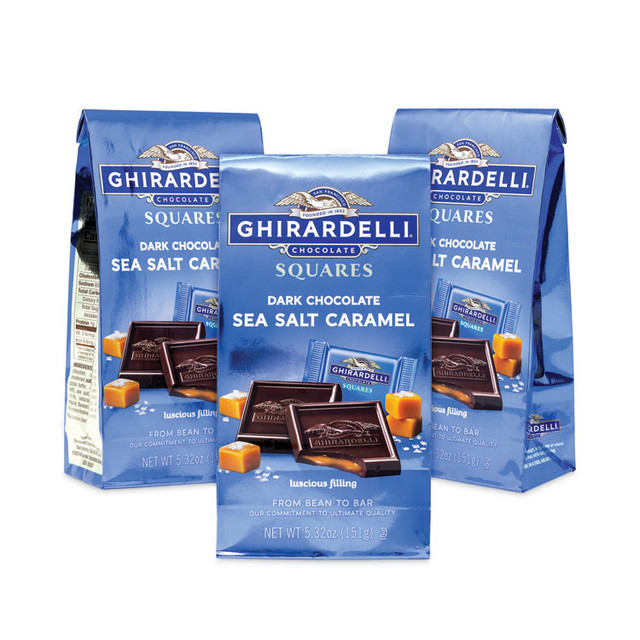 GHIRARDELLI 30001023 Dark and Sea Salt Caramel Chocolate Squares, 5.32 oz Packs, 3 Count