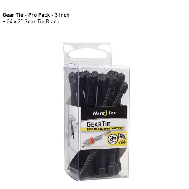 Nite-Ize GTPP3-01-R8 Gear Tie ProPack 3 - 24 Pack - Black