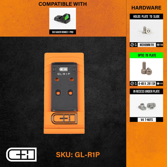 C&H Precision GL-R1P Optics Adapter Plate - For Glock MOS V4 MIL/LEO